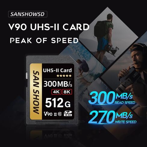 Professional V90 SD Card, SDXC UHS-II V90 Memory Card, Full-HD & 8K Video, Up to 300MB/s Read, for DSLR, Cinema-Quality Video Cameras (128GB) in Saudi Arabia