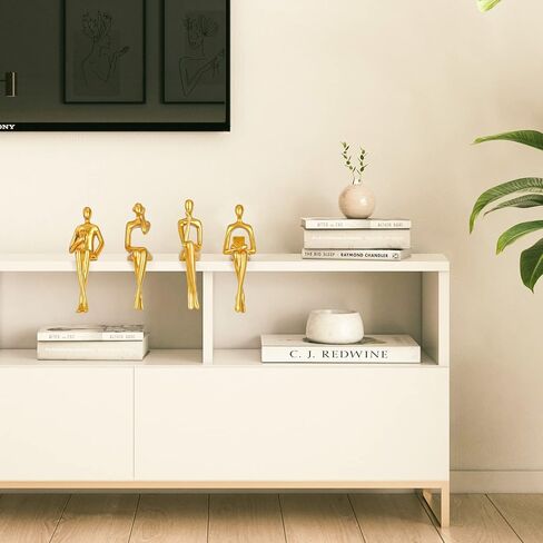 مجموعة ديكور ذهبي مكونة من 4 تماثيل للمفكر جالسًا، منحوتة تجريدية لديكور المنزل الحديث، تماثيل الراتنج القابلة للتجميع ديكور غرفة جمالية لغرفة المعيشة وغرفة النوم ومكتب المنزل ومكتب طاولة القهوة ورف خزانة الملابس in Kuwait