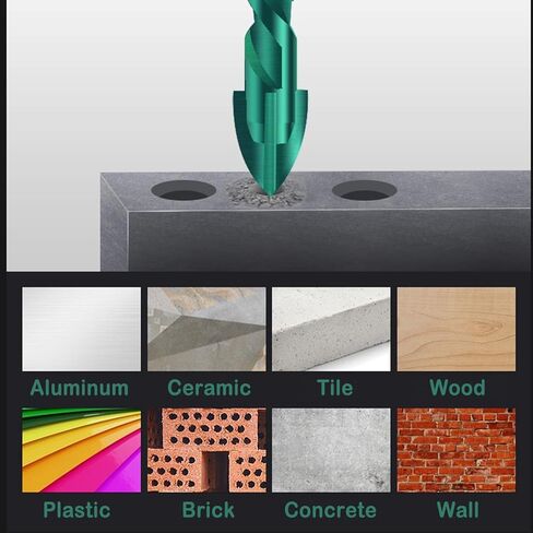 Mgtgbao 10PC 6mm Masonry Drill Bits, 1/4" Concrete Drill Bit Set for Tile,Brick, Plastic and Wood,Tungsten Carbide Tip Best for Wall Mirror and Ceramic Tile (Green) in Saudi Arabia