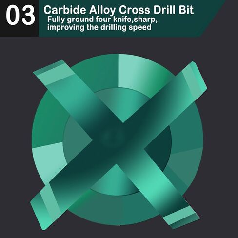 Mgtgbao 10PC 6mm Masonry Drill Bits, 1/4" Concrete Drill Bit Set for Tile,Brick, Plastic and Wood,Tungsten Carbide Tip Best for Wall Mirror and Ceramic Tile (Green) in Kuwait