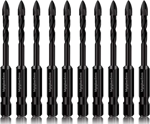 Mgtgbao 10PC 6mm Masonry Drill Bits, 1/4" Concrete Drill Bit Set for Tile,Brick, Plastic and Wood,Tungsten Carbide Tip Best for Wall Mirror and Ceramic Tile (Green) in Saudi Arabia