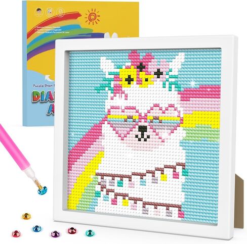 Diamond Art Kits for Kids with Frame, 5D Diamond Art Kits Painting for Kids, Diamond Gem Art Gifts for Girls Boys Ages 4-8-12, Diamond Dots kits, Cartoon Painting Arts and Crafts (7x7inch) in Saudi Arabia
