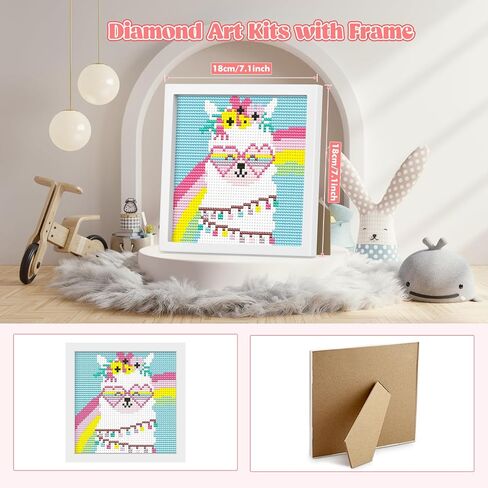 Diamond Art Kits for Kids with Frame, 5D Diamond Art Kits Painting for Kids, Diamond Gem Art Gifts for Girls Boys Ages 4-8-12, Diamond Dots kits, Cartoon Painting Arts and Crafts (7x7inch) in Saudi Arabia