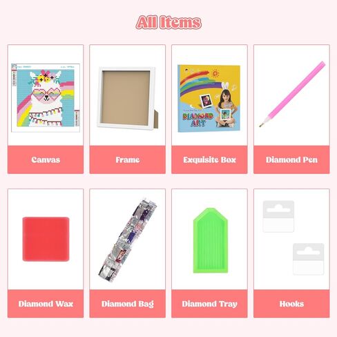 Diamond Art Kits for Kids with Frame, 5D Diamond Art Kits Painting for Kids, Diamond Gem Art Gifts for Girls Boys Ages 4-8-12, Diamond Dots kits, Cartoon Painting Arts and Crafts (7x7inch) in Saudi Arabia