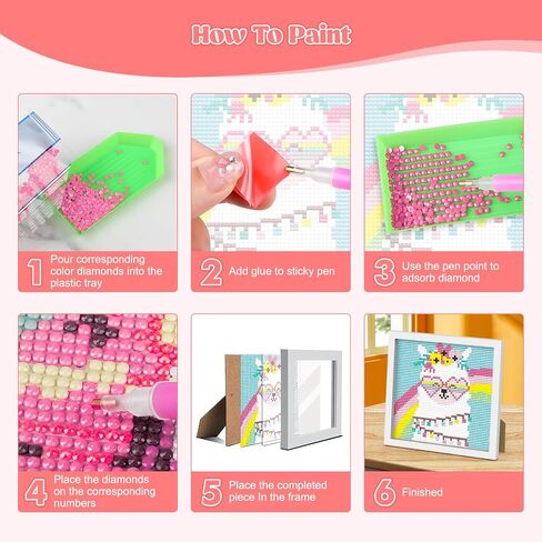 Diamond Art Kits for Kids with Frame, 5D Diamond Art Kits Painting for Kids, Diamond Gem Art Gifts for Girls Boys Ages 4-8-12, Diamond Dots kits, Cartoon Painting Arts and Crafts (7x7inch) in Saudi Arabia