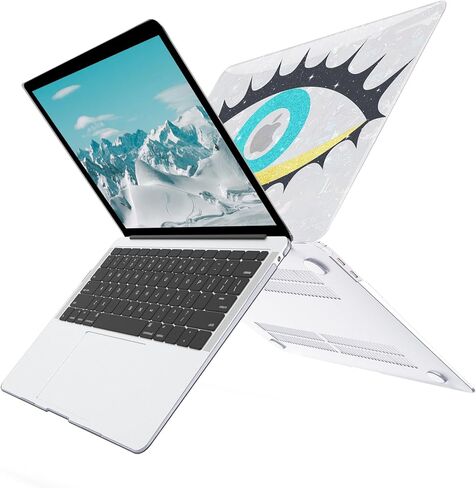 G JGOO متوافق مع حافظة MacBook Air 13 بوصة 2022 2021 2020 2019 2018 الإصدار M1 A2337 A2179 A1932 Touch ID، حافظة صلبة للكمبيوتر المحمول Glitter Pearl + 2 غطاء لوحة مفاتيح + واقي شاشة، عين شريرة in Kuwait