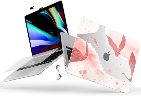 for MacBook Pro 13 inch Case 2022 M2 A2338 2020 Release– Fashionable Lightweight Floral Design Transparent HD Clear Laptop Shell, with TPU Keyboard Cover & OTG Adapters, Pink Bow in Kuwait