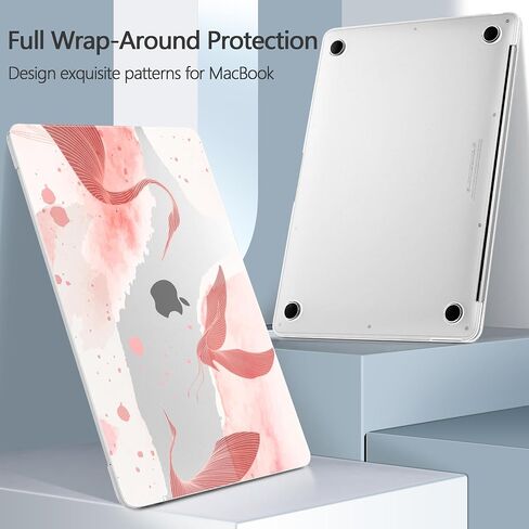 for MacBook Pro 13 inch Case 2022 M2 A2338 2020 Release– Fashionable Lightweight Floral Design Transparent HD Clear Laptop Shell, with TPU Keyboard Cover & OTG Adapters, Pink Bow in Kuwait