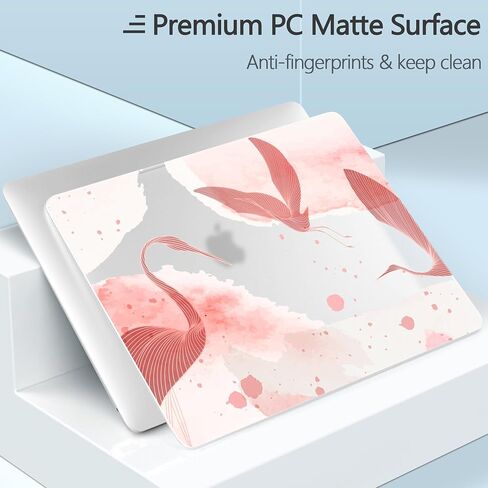 for MacBook Pro 13 inch Case 2022 M2 A2338 2020 Release– Fashionable Lightweight Floral Design Transparent HD Clear Laptop Shell, with TPU Keyboard Cover & OTG Adapters, Pink Bow in Kuwait