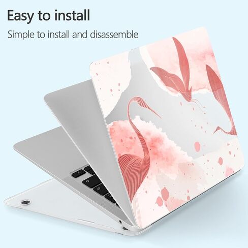 for MacBook Pro 13 inch Case 2022 M2 A2338 2020 Release– Fashionable Lightweight Floral Design Transparent HD Clear Laptop Shell, with TPU Keyboard Cover & OTG Adapters, Pink Bow in Kuwait