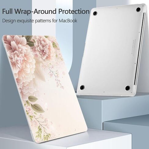 for MacBook Pro 13 inch Case 2022 M2 A2338 2020 Release– Fashionable Lightweight Floral Design Transparent HD Clear Laptop Shell, with TPU Keyboard Cover & OTG Adapters, Pink Bow in Kuwait