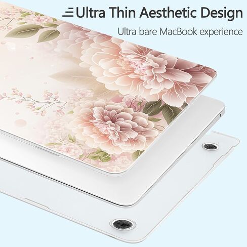 for MacBook Pro 13 inch Case 2022 M2 A2338 2020 Release– Fashionable Lightweight Floral Design Transparent HD Clear Laptop Shell, with TPU Keyboard Cover & OTG Adapters, Pink Bow in Kuwait