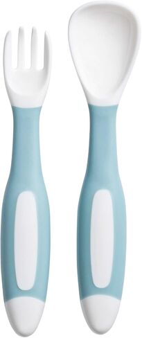 Silicone Baby Spoons Set for Self-Feeding - Bendable Learning Utensils for Toddlers - Perfect for Introducing Solids - With Travel Case - Blue in Saudi Arabia