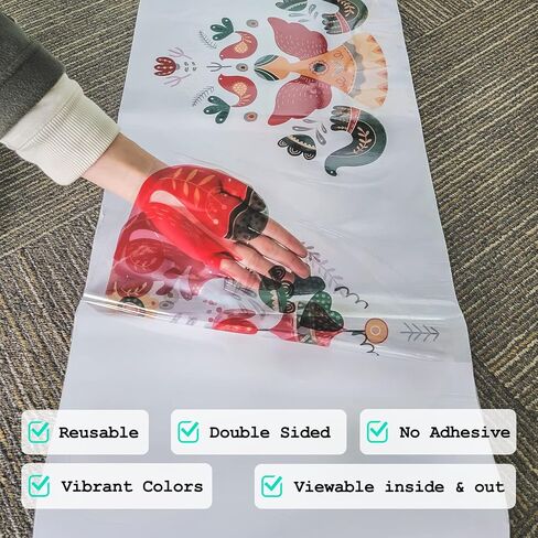 funlife Double-Sided Stained Glass Window Film, Watercolor Border Vintage Window Stickers, Static Cling Window Decals, Non-Adhesive Decor for Glass Door, Flat Vintage Floral in Saudi Arabia