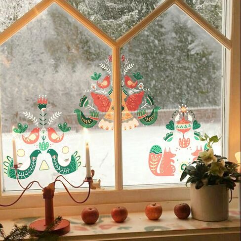 funlife Double-Sided Stained Glass Window Film, Watercolor Border Vintage Window Stickers, Static Cling Window Decals, Non-Adhesive Decor for Glass Door, Flat Vintage Floral in Saudi Arabia