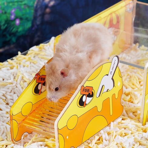 JONSΛNTY 6.3"×3.1"×3.9" Hamster Climbing Ladder, Hamster Bridge, Hamster Stairs, Acrylic Hamster Climbing Toys, for Hamsters, Rats, Mice, Gerbils, Sugar Gliders, Other Small Animals, (Cheese Theme) in Saudi Arabia