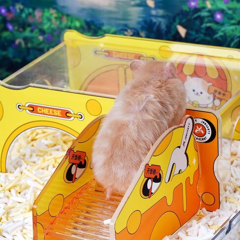 JONSΛNTY 6.3"×3.1"×3.9" Hamster Climbing Ladder, Hamster Bridge, Hamster Stairs, Acrylic Hamster Climbing Toys, for Hamsters, Rats, Mice, Gerbils, Sugar Gliders, Other Small Animals, (Cheese Theme) in Saudi Arabia
