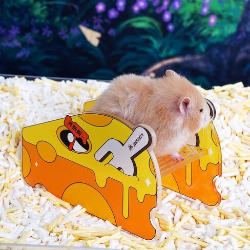 JONSΛNTY 6.3"×3.1"×3.9" Hamster Climbing Ladder, Hamster Bridge, Hamster Stairs, Acrylic Hamster Climbing Toys, for Hamsters, Rats, Mice, Gerbils, Sugar Gliders, Other Small Animals, (Cheese Theme) in Saudi Arabia