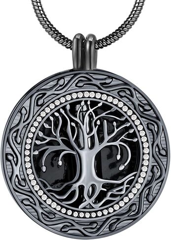 Christmas Memorial Gift, Always in My Heart Vial Urn Locket Pendant Necklace, Tree of Life Cremation Jewelry for Ashes, Keepsake for Husband Dad in Saudi Arabia