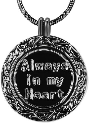 Christmas Memorial Gift, Always in My Heart Vial Urn Locket Pendant Necklace, Tree of Life Cremation Jewelry for Ashes, Keepsake for Husband Dad in Saudi Arabia