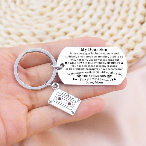 Fathers Day Son Gifts From Mom Inspirational Keychain Accessories For Boys Men Guys To My Son Birthday Gifts Unique Jewelry Best Son Gift Ideas Father's Day Gifts Christmas in Saudi Arabia