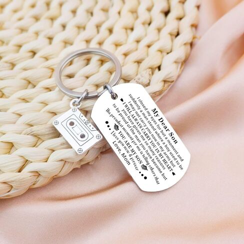 Fathers Day Son Gifts From Mom Inspirational Keychain Accessories For Boys Men Guys To My Son Birthday Gifts Unique Jewelry Best Son Gift Ideas Father's Day Gifts Christmas in Saudi Arabia