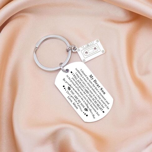 Fathers Day Son Gifts From Mom Inspirational Keychain Accessories For Boys Men Guys To My Son Birthday Gifts Unique Jewelry Best Son Gift Ideas Father's Day Gifts Christmas in Saudi Arabia