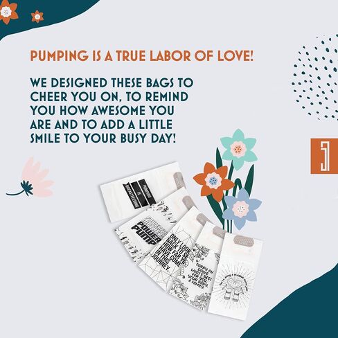 Breast Milk Bag, Fun Quotes Breastmilk Storage Bags with 5 Slogans (60 units, 8oz capacity) - Ideal for Freezer and Breastmilk Cooler Bag - Breast Milk Storing Bags with Secure Double Zip in Saudi Arabia