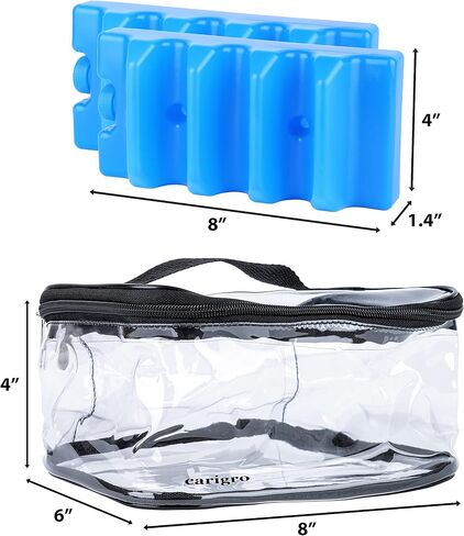 Ice Pack and Safety Case Set for Breastmilk Bags - carigro Brand - Insert for Breastmilk Cooler Bag (3 Items) in Saudi Arabia