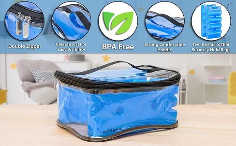 Ice Pack and Safety Case Set for Breastmilk Bags - carigro Brand - Insert for Breastmilk Cooler Bag (3 Items) in Saudi Arabia