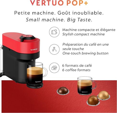 Nespresso Vertuo POP+ by Breville with Milk Frother, Red in Kuwait