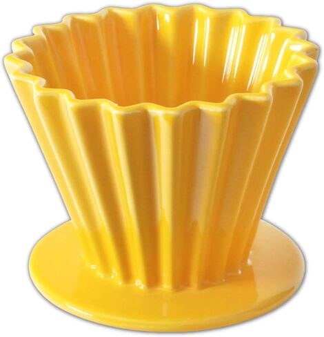 Needzo Pour Over Coffee Dripper Yellow Ceramic Slow Brewing Accessories for Home, Cafe, Restaurants, Reusable Barista Brew Cup, 4.5 x 3.5 in Saudi Arabia