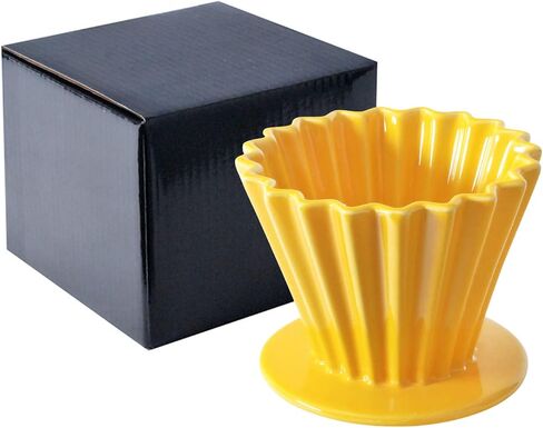 Needzo Pour Over Coffee Dripper Yellow Ceramic Slow Brewing Accessories for Home, Cafe, Restaurants, Reusable Barista Brew Cup, 4.5 x 3.5 in Saudi Arabia