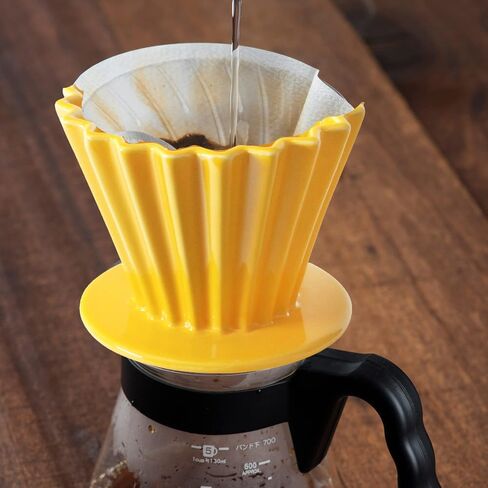 Needzo Pour Over Coffee Dripper Yellow Ceramic Slow Brewing Accessories for Home, Cafe, Restaurants, Reusable Barista Brew Cup, 4.5 x 3.5 in Saudi Arabia