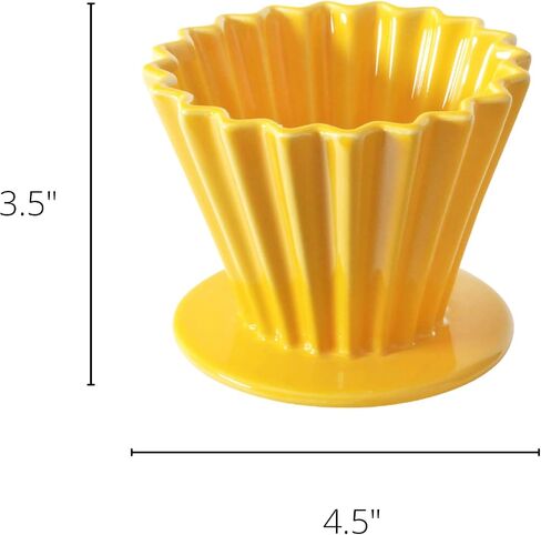 Needzo Pour Over Coffee Dripper Yellow Ceramic Slow Brewing Accessories for Home, Cafe, Restaurants, Reusable Barista Brew Cup, 4.5 x 3.5 in Saudi Arabia