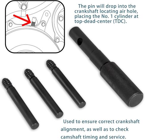 أداة محاذاة العمود المرفقي J-45947 مكونة من 4 قطع، باللون الأسود، مناسبة لمحركات الديزل من سلسلة ديترويت ديزل 60 in Kuwait