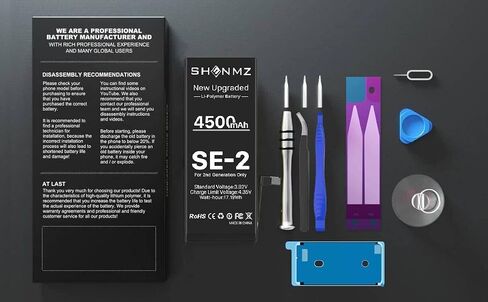 بطارية بديلة من SHENMZ لهاتف iPhone SE 2020، بطارية بديلة بقدرة 7200 مللي أمبير في الساعة لهاتف iPhone SE الجيل الثاني A2275 A2296 A2298 (ليست لهاتف iPhone SE الجيل الأول) مع مجموعة أدوات إصلاح in Saudi Arabia