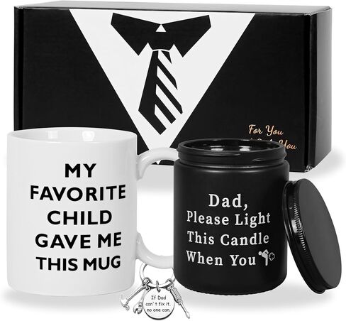 Gifts for Dad, Mug for Father, Candle for Daddy, MY FAVORITE CHILD GAVE ME THIS MUG Coffee Mug with Keychain, Fathers Day Gift for Birthday Christmas Gifts from Daughter Son in Saudi Arabia