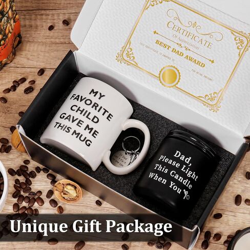 Gifts for Dad, Mug for Father, Candle for Daddy, MY FAVORITE CHILD GAVE ME THIS MUG Coffee Mug with Keychain, Fathers Day Gift for Birthday Christmas Gifts from Daughter Son in Saudi Arabia