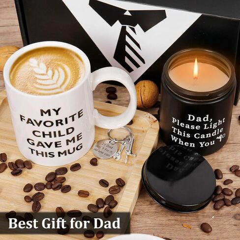 Gifts for Dad, Mug for Father, Candle for Daddy, MY FAVORITE CHILD GAVE ME THIS MUG Coffee Mug with Keychain, Fathers Day Gift for Birthday Christmas Gifts from Daughter Son in Saudi Arabia