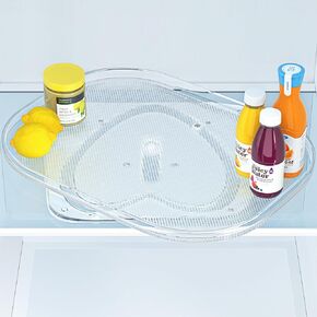 منظم القرص الدوار Lazy Susan - يناسب معظم الثلاجات، منظم التوابل على شكل رف مستطيل الشكل، منظم Heartspin Lazy Susan لخزانة المطبخ، سطح الطاولة، الثلاجة، (كبير)