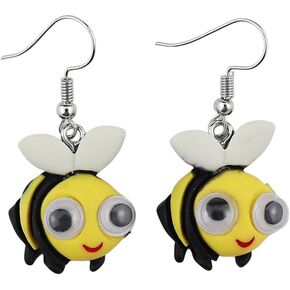 Lovely Resin Animals Earrings with Big Eyes Cute Frog Turtle Bee Ladybug Snail Duck Dangle Earrings Cartoon Jewelry for Girls Gifts