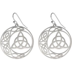 VASSAGO Stainless Steel Triquetra Celtic Knot Symbol Crescent Moon Earrings Circle Charm Drop Dangle Earring for Women Girls Jewelry Gifts (silver) in Kuwait