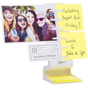 Note Tower Desktop Mini Sticky Note Holder | Post it Note Organizer & Photo Holder | Prevents Lost & Misplaced Sticky Notes Includes 50 Sheets of 3x3 Sticky Notes | One-Handed Paper Insertion, Black