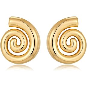 Spiral Earrings, Chunky Gold Silver Statement Hypoallergenic Earrings Retro Stud Drop Earrings Trendy For Women Jewelry Gifts