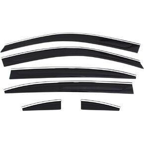 Auto Ventshade [AVS] Low Profile Ventvisor / Rain Guard | Fits 2014 - 2020 Nissan Rogue, Smoke w/Chrome Trim, 4 pcs. | 794014