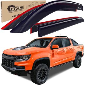 Tape-On Rain Guards Vent Visors Window Deflectors for 2015-2022 Chevrolet Colorado & GMC Canyon Crew Cab Truck Accessories Dark Smoke 4-Piece Set with Thicker