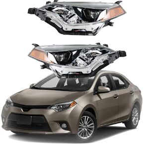 munirater Driver & Passenger Side Headlamps Halogen Headlight Assembly Replacement for 2014 2015 2016 Corolla Left and Right Side Headlight Pair