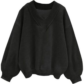 Women's Sweatshirt Long Sleeve V Neck Drop Shoulder Sweatshirt Pullover Tops Fall Outfits Trendy