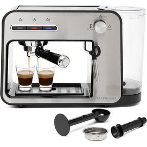 Mixpresso Professional Espresso Machine for Home 15 Bar with Milk Frother Steam Wand, Espresso Maker with Double-Cup Splitter, 1450w Fast Heating, Cappuccino and Latte machine with 37Oz Water Tank